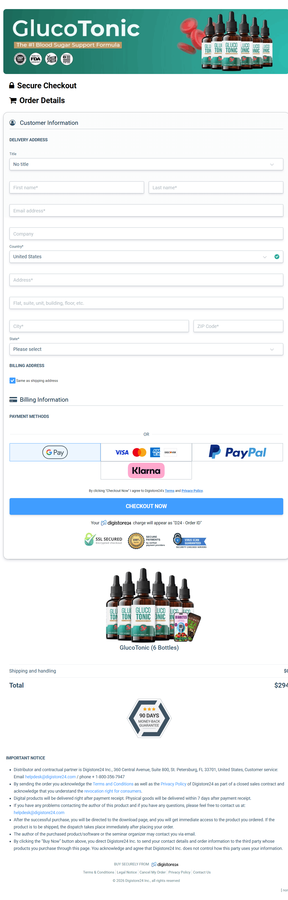 Glucotonic - Order Page